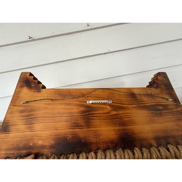 Vintage 1970s Boho Wood Jute Macarame' Wall Hanging With Hooks - Picture 11 of 16